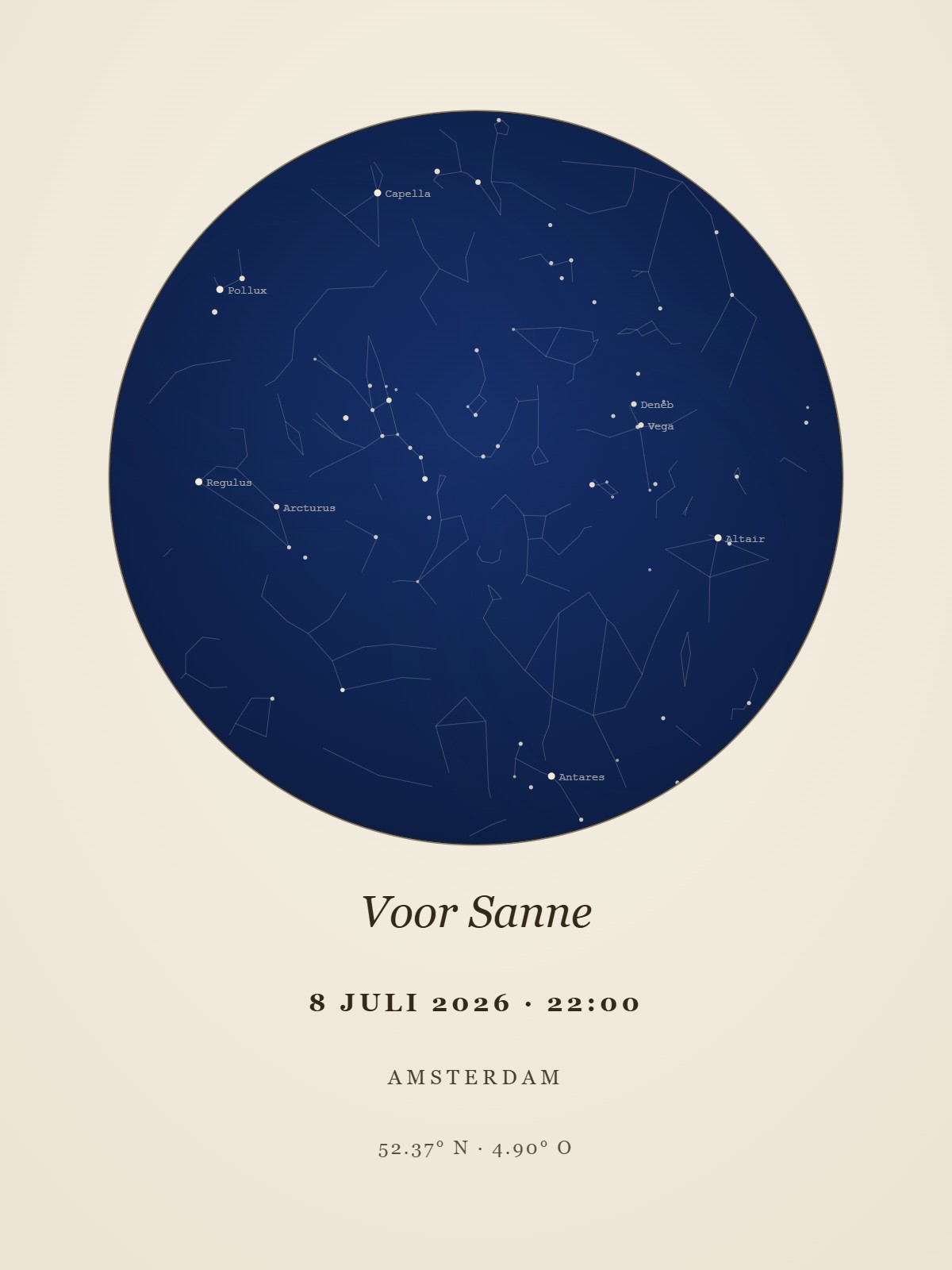 Sterrenhemel-poster in de crème uitvoering